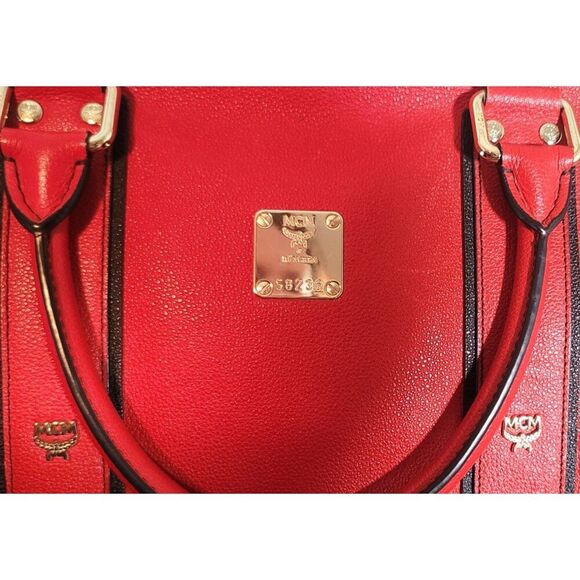 MCM Red Studded Leather Frame Bag and Matching Wallet - Picture 8 of 16